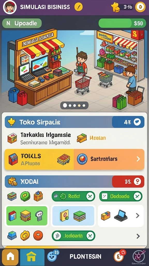 Layar permainan dengan karakter yang menarik.