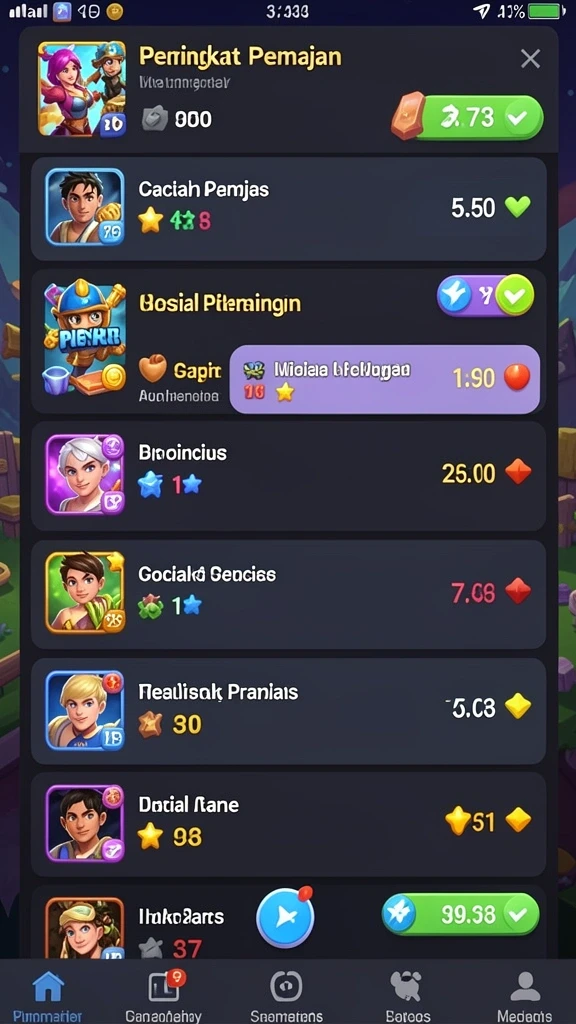 Screenshot menunjukkan tantangan baru yang menggugah selera.