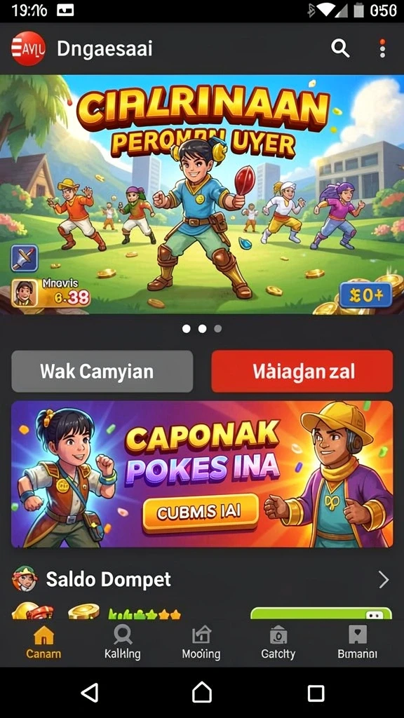 Tampilan antarmuka utama QQ222 yang menarik.